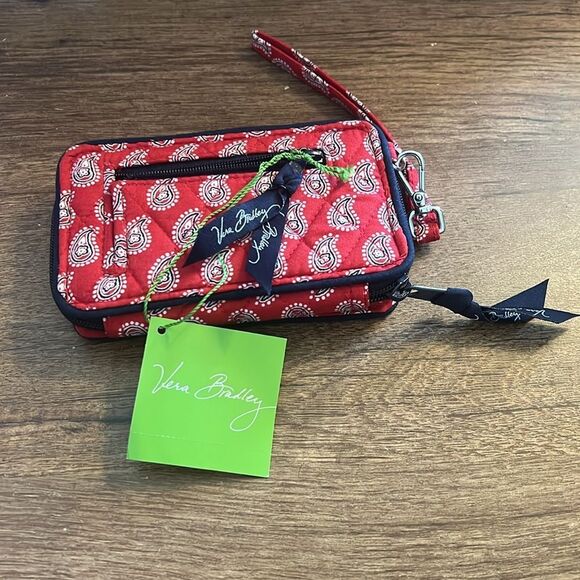 Vera Bradley Red Bandana Paisley Wristlet - Picture 2 of 3